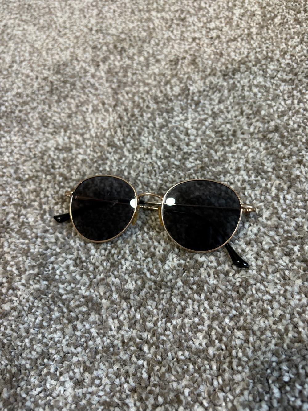 aerie Gold Frame Black Lens Round Sunglasses